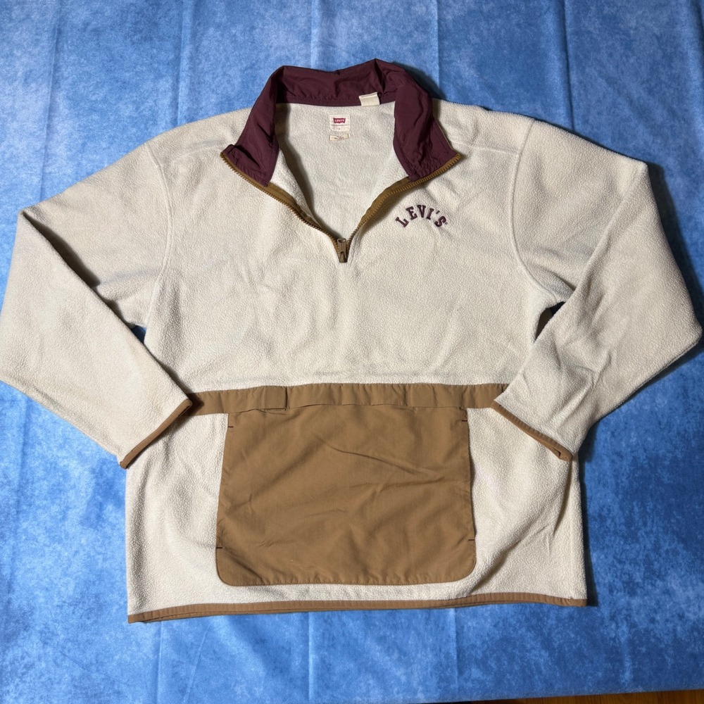 Y2K Levi's Relaxed Quarter Zip Fleece Pullover Colorblock Men's Large